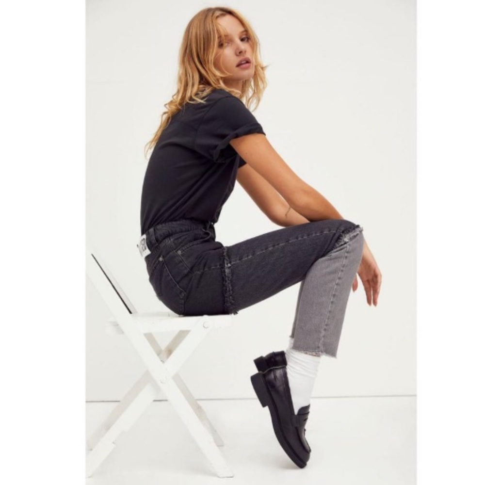 Free People Charcoal Dark Rinse Ragged Priest Panel Straight Leg  Jeans